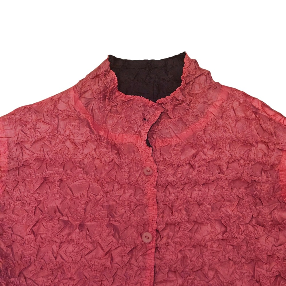 Reversible Quilted Button Front Jacket Black & Ma… - image 5